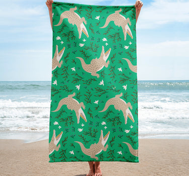 Alligators (Green) Beach Towel