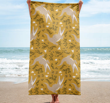 Alligators (Mustard) Beach Towel